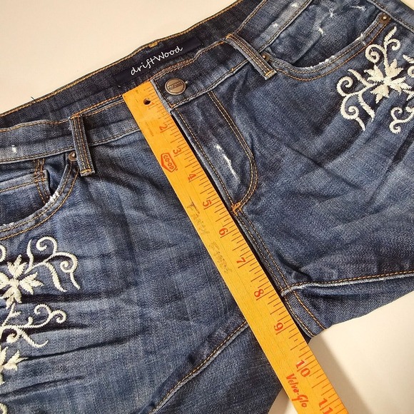 Driftwood Jeans Womens 28 Blue Embroidered Floral Raw‎ Hems Medium Wash Stretch - Picture 11 of 14